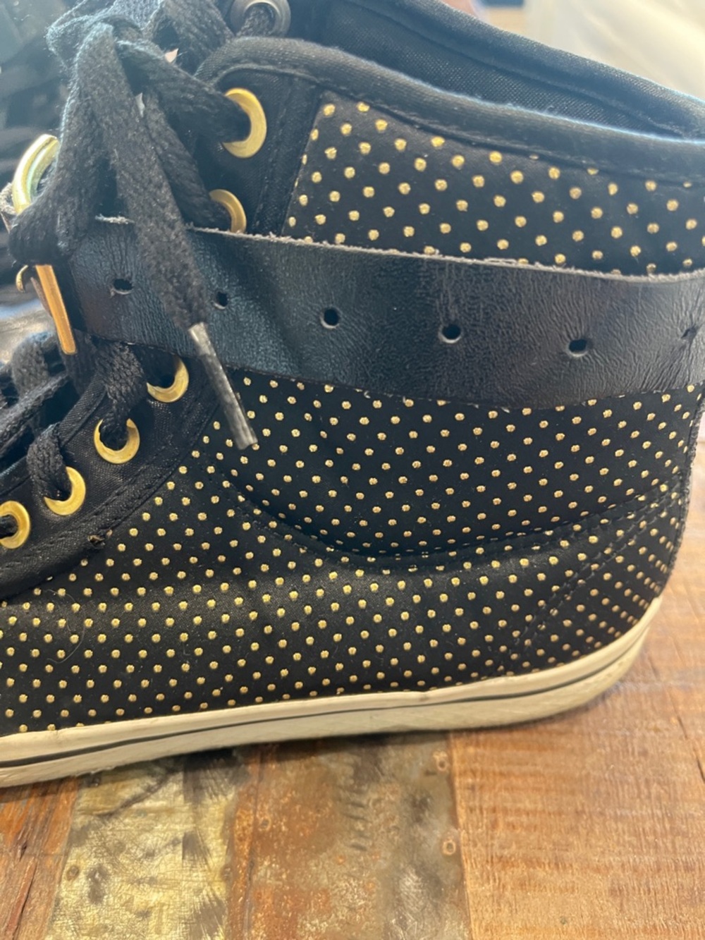 adidas Black High-Top Sneakers with Gold Hardware - Picture 5 of 11